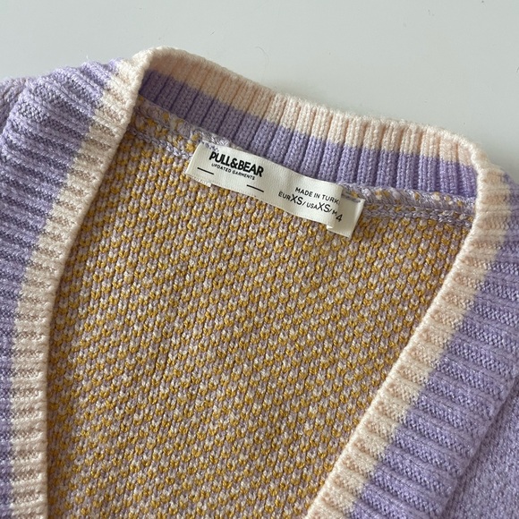 Pull&Bear Purple Floral Knit Sweater Vest - Picture 5 of 5